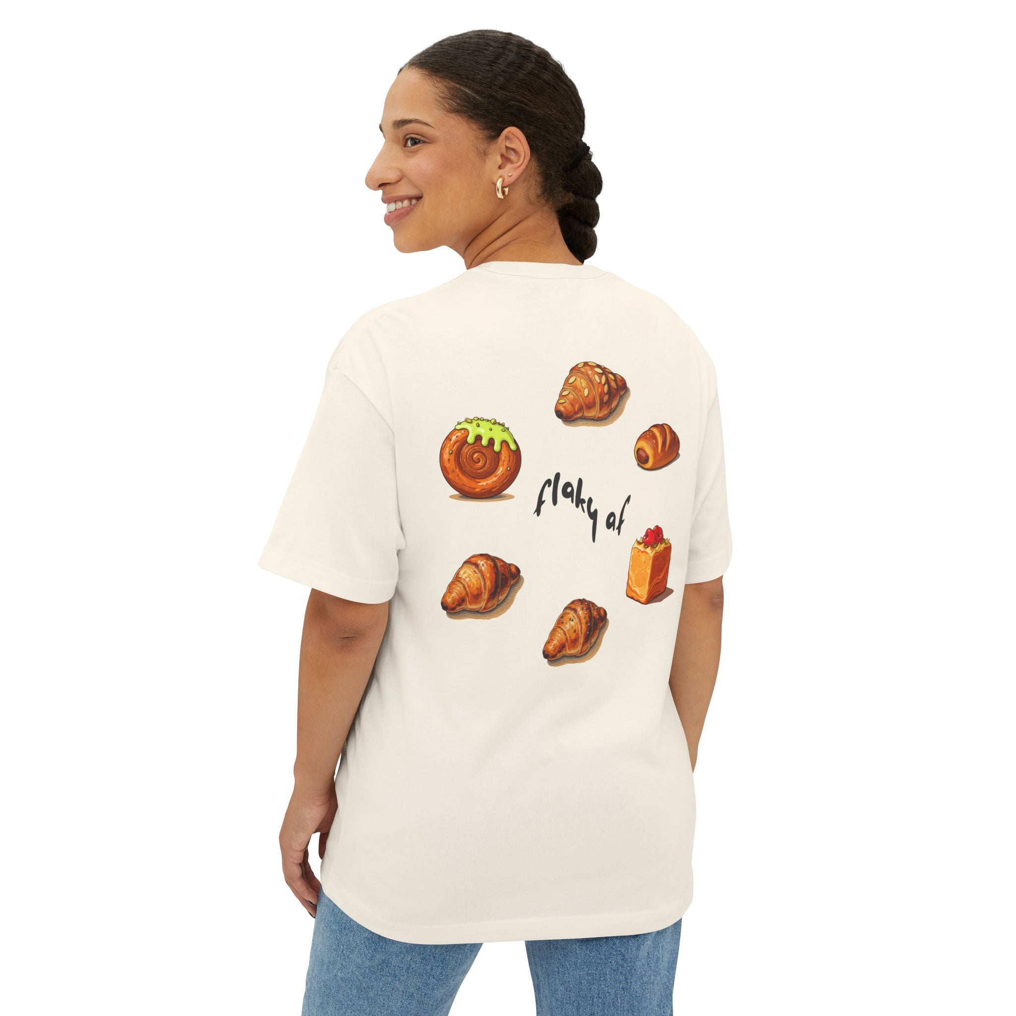 Flaky AF Crossiant Unisex Oversized Boxy Tee