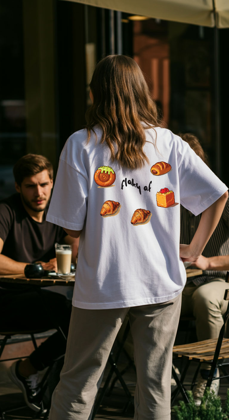 Flaky AF Crossiant Unisex Oversized Boxy Tee